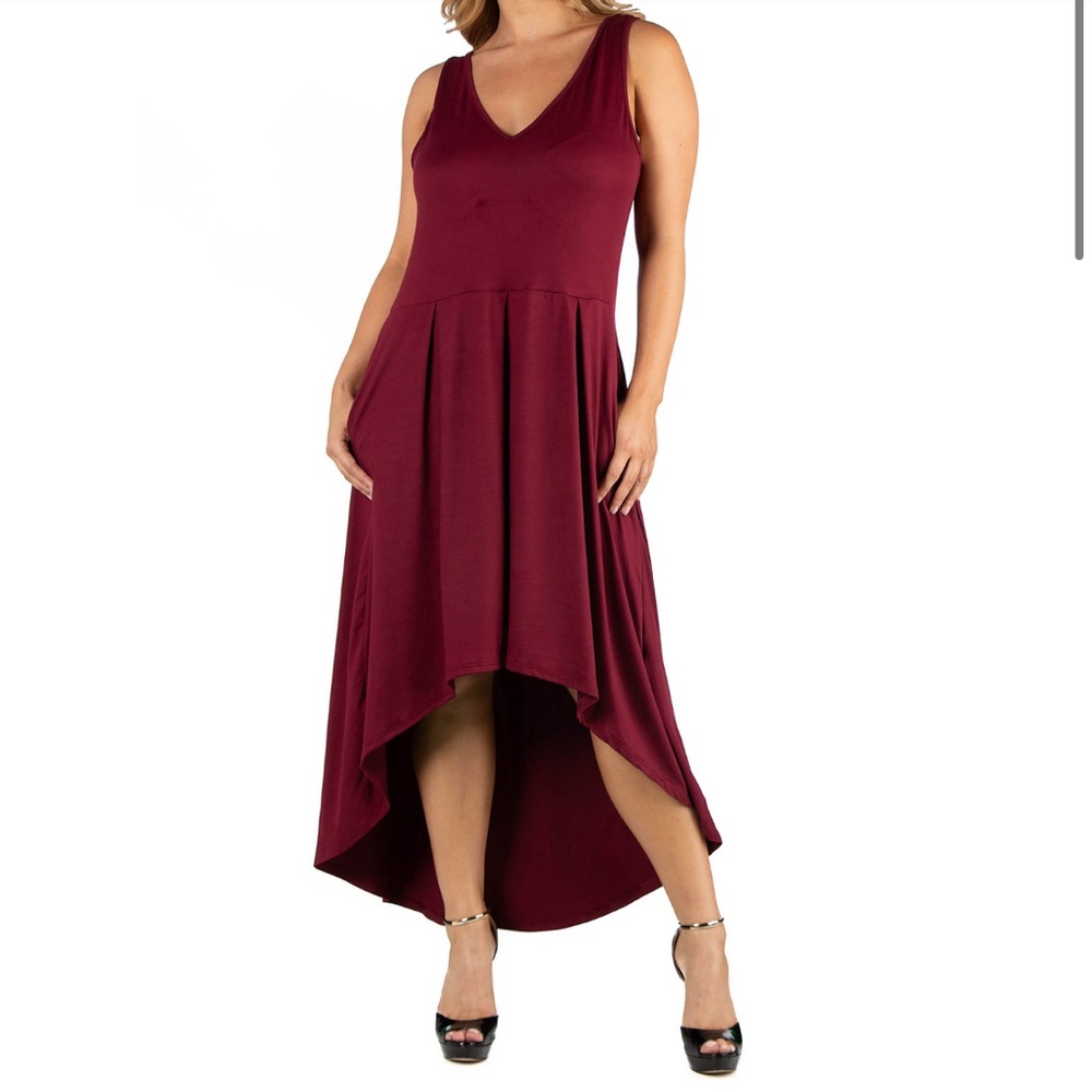 Burgundy high low sleeveless women’s dress size 8-10